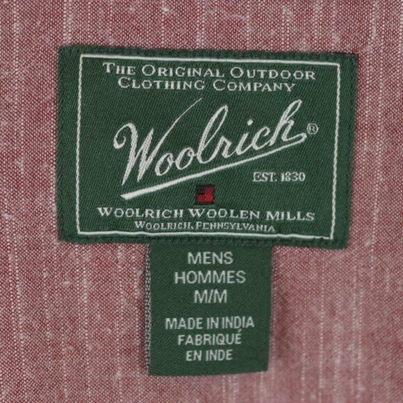Woolrich Men's Medium Red Heather Cotton Casual Short Sleeve Button Up Shirt - Picture 6 of 8